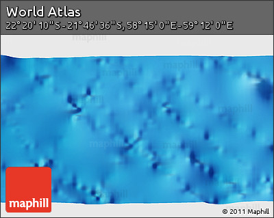 Physical 3D Map of the Area around 22° 3' 23" S, 58° 43' 30" E