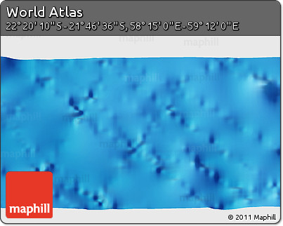 Physical 3D Map of the Area around 22° 3' 23" S, 58° 43' 30" E