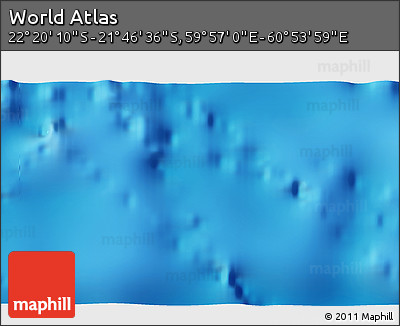Physical 3D Map of the Area around 22° 3' 23" S, 60° 25' 29" E
