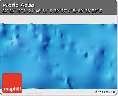 Physical 3D Map of the Area around 22° 3' 23" S, 60° 25' 29" E