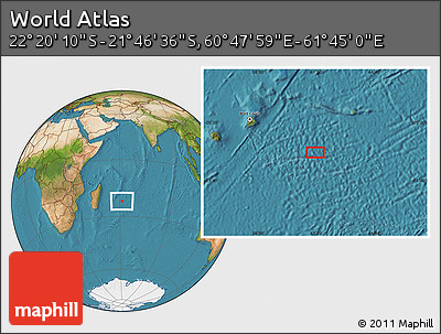 Satellite Location Map of the Area around 22° 3' 23" S, 61° 16' 29" E