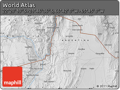 Physical Map of the Area around 22° 3' 23" S, 66° 13' 29" W