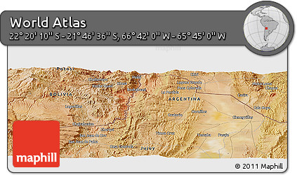 Satellite Panoramic Map of the Area around 22° 3' 23" S, 66° 13' 29" W