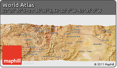 Satellite Panoramic Map of the Area around 22° 3' 23" S, 66° 13' 29" W