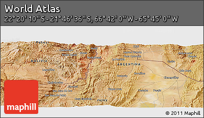 Satellite Panoramic Map of the Area around 22° 3' 23" S, 66° 13' 29" W