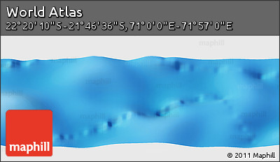 Physical Panoramic Map of the Area around 22° 3' 23" S, 71° 28' 29" E