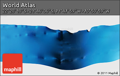 Physical Panoramic Map of the Area around 22° 3' 23" S, 71° 19' 29" W