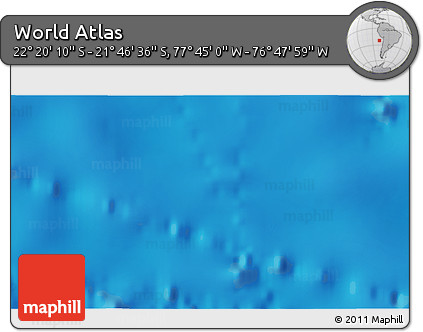 Physical 3D Map of the Area around 22° 3' 23" S, 77° 16' 30" W