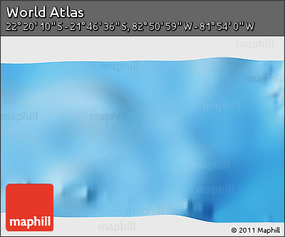 Physical 3D Map of the Area around 22° 3' 23" S, 82° 22' 30" W