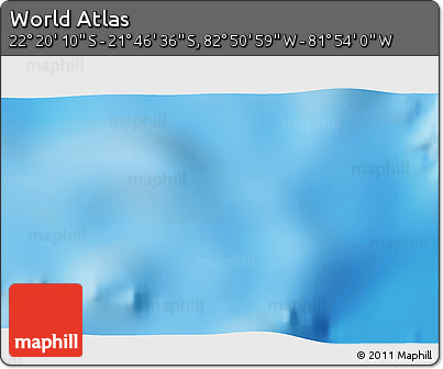Physical 3D Map of the Area around 22° 3' 23" S, 82° 22' 30" W