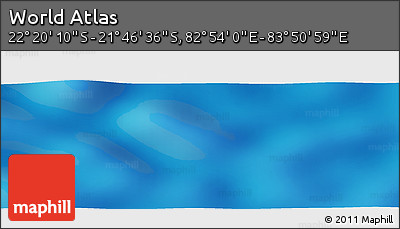 Physical Panoramic Map of the Area around 22° 3' 23" S, 83° 22' 30" E