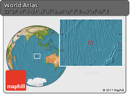 Satellite Location Map of the Area around 22° 3' 23" S, 96° 7' 30" E