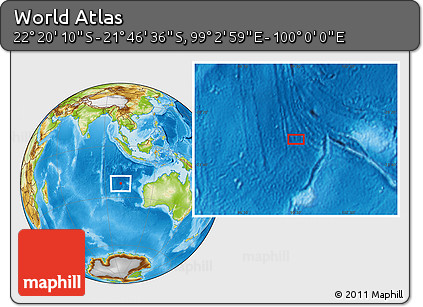 Physical Location Map of the Area around 22° 3' 23" S, 99° 31' 30" E