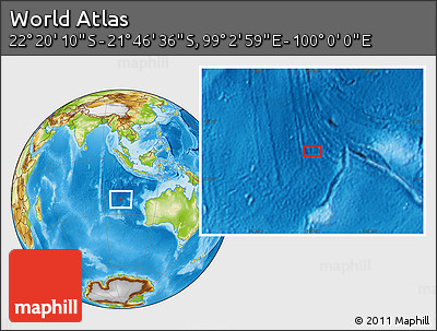 Physical Location Map of the Area around 22° 3' 23" S, 99° 31' 30" E