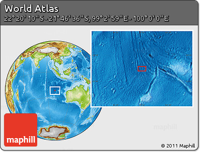 Physical Location Map of the Area around 22° 3' 23" S, 99° 31' 30" E