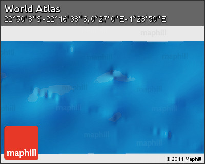 Physical 3D Map of the Area around 22° 33' 23" S, 0° 55' 29" E