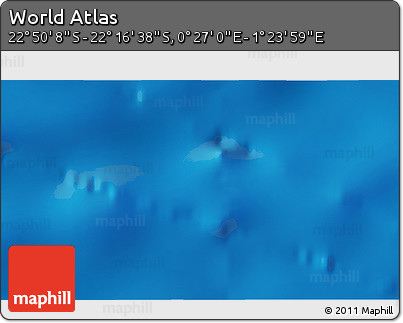 Physical 3D Map of the Area around 22° 33' 23" S, 0° 55' 29" E