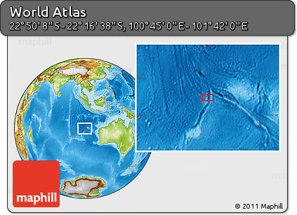Physical Location Map of the Area around 22° 33' 23" S, 101° 13' 29" E