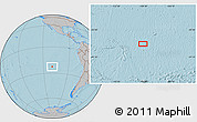 Gray Location Map of the area around 22° 33' 23" S, 109° 34' 29" W, hill shading