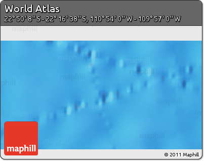 Physical 3D Map of the Area around 22° 33' 23" S, 110° 25' 30" W