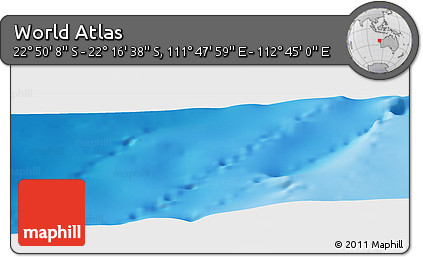 Shaded Relief Panoramic Map of the Area around 22° 33' 23" S, 112° 16' 30" E