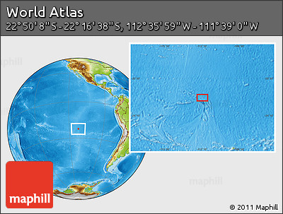 Physical Location Map of the Area around 22° 33' 23" S, 112° 7' 30" W