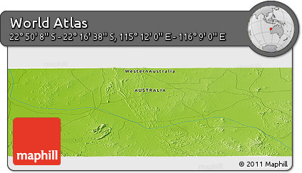 Physical Panoramic Map of the Area around 22° 33' 23" S, 115° 40' 30" E