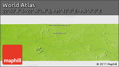 Physical Panoramic Map of the Area around 22° 33' 23" S, 115° 40' 30" E