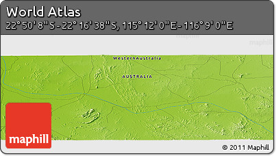 Physical Panoramic Map of the Area around 22° 33' 23" S, 115° 40' 30" E