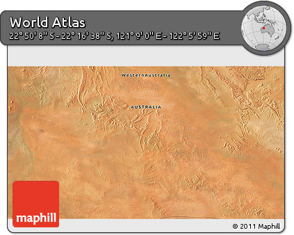 Satellite 3D Map of the Area around 22° 33' 23" S, 121° 37' 30" E