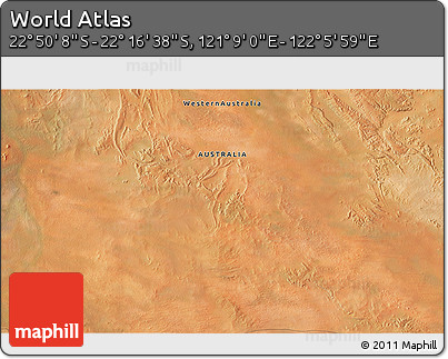Satellite 3D Map of the Area around 22° 33' 23" S, 121° 37' 30" E