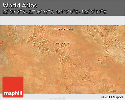 Satellite 3D Map of the Area around 22° 33' 23" S, 121° 37' 30" E