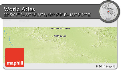 Physical Panoramic Map of the Area around 22° 33' 23" S, 121° 37' 30" E