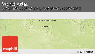 Physical Panoramic Map of the Area around 22° 33' 23" S, 121° 37' 30" E