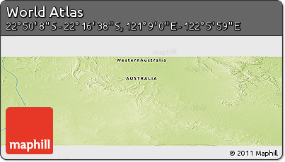 Physical Panoramic Map of the Area around 22° 33' 23" S, 121° 37' 30" E