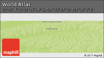 Physical Panoramic Map of the Area around 22° 33' 23" S, 125° 1' 30" E