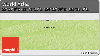 Physical Panoramic Map of the Area around 22° 33' 23" S, 125° 1' 30" E
