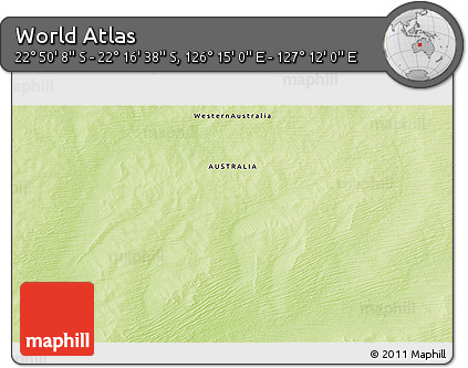 Physical 3D Map of the Area around 22° 33' 23" S, 126° 43' 29" E