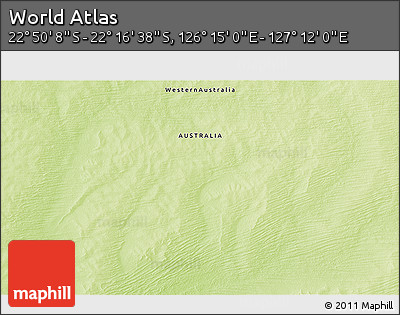 Physical 3D Map of the Area around 22° 33' 23" S, 126° 43' 29" E