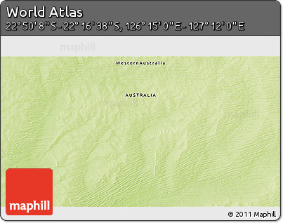Physical 3D Map of the Area around 22° 33' 23" S, 126° 43' 29" E