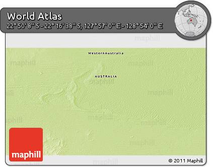 Physical 3D Map of the Area around 22° 33' 23" S, 128° 25' 30" E