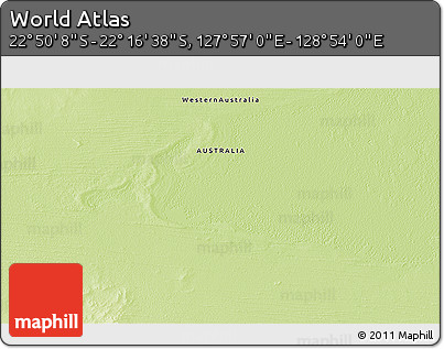 Physical 3D Map of the Area around 22° 33' 23" S, 128° 25' 30" E