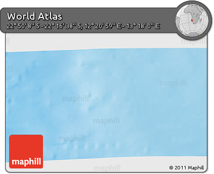 Physical 3D Map of the Area around 22° 33' 23" S, 12° 49' 29" E