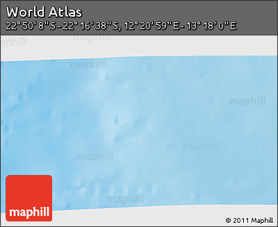 Physical 3D Map of the Area around 22° 33' 23" S, 12° 49' 29" E
