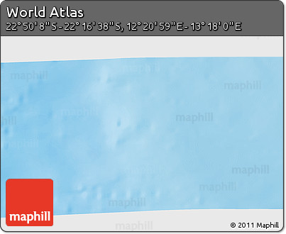 Physical 3D Map of the Area around 22° 33' 23" S, 12° 49' 29" E
