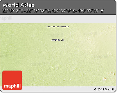 Physical 3D Map of the Area around 22° 33' 23" S, 130° 7' 30" E