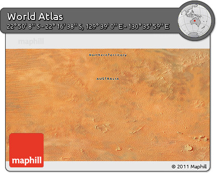 Satellite 3D Map of the Area around 22° 33' 23" S, 130° 7' 30" E