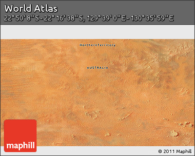 Satellite 3D Map of the Area around 22° 33' 23" S, 130° 7' 30" E