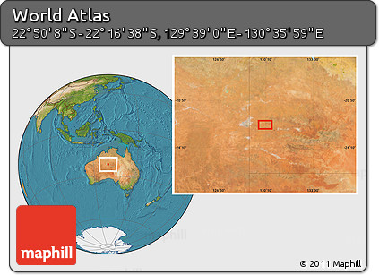 Satellite Location Map of the Area around 22° 33' 23" S, 130° 7' 30" E