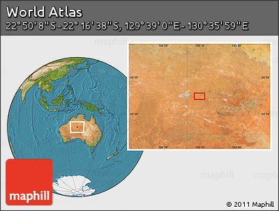 Satellite Location Map of the Area around 22° 33' 23" S, 130° 7' 30" E